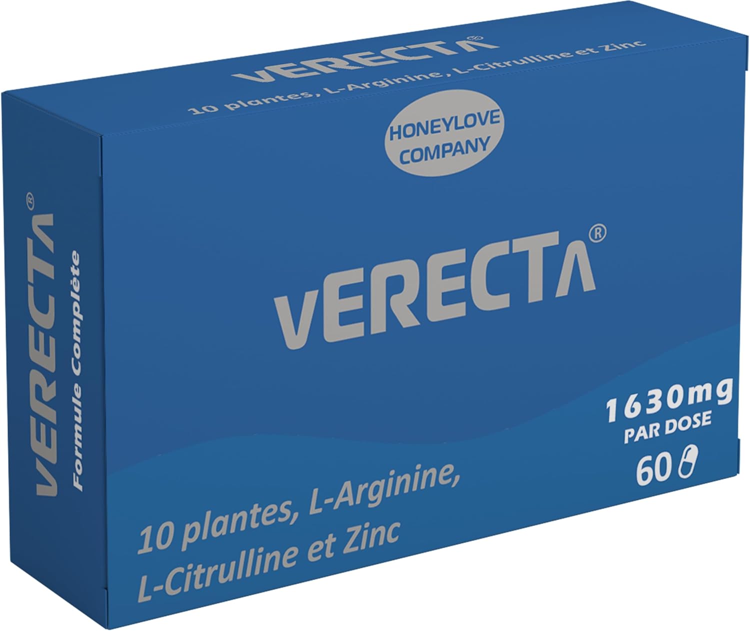 VERECTA® - 60 Gélules Vigueur Performances Endurance Homme - Formule complète 13 ingrédients pilules bleues - Micro-circulation Sanguine - Effet dur et ferme - pilules de Ginseng, Maca, Arginine