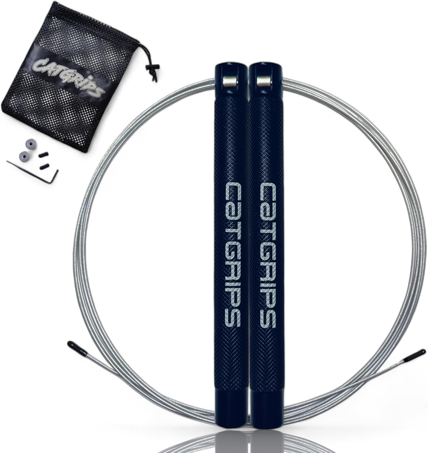CatGrips Corde à sauter professionnelle en aluminium pour double Unders, corde à sauter de compétition légère avec roulements professionnels