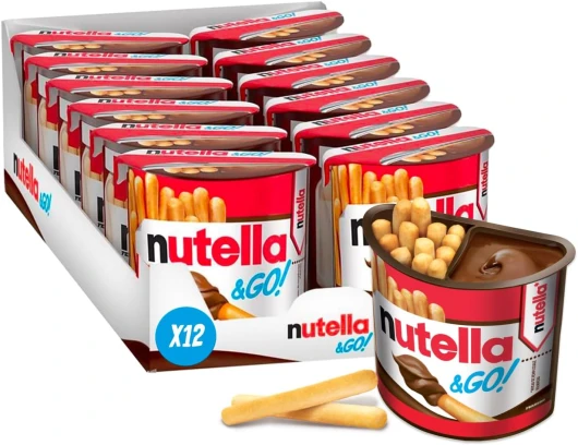 & Go - Pâte à Tartiner Nutella® et Bâtonnets Croustillants - Goûter Gourmand - Facile à Emporter - 12 Packs