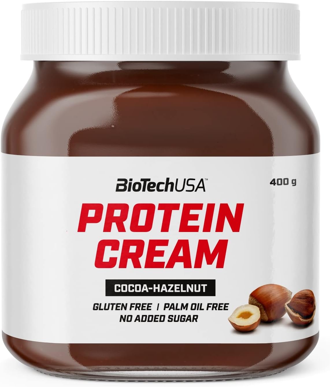 Protein Cream - Riche en protéines - Tartinade de cacao et de noisettes - Sans gluten - Sans huile de palme, 400 g, Cacao-noisettes Cacao-noisettes 400 g (Lot de 1)