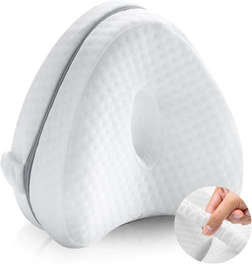 Coussins relève-jambes avec Mousse à Mémoire de Forme Homme Femmes Leg Pillow pour Dormeurs Latéraux, Soulagement de la Sciatique, Douleur aux Jambes, Grossesse Coton Blan (Coeur -B)