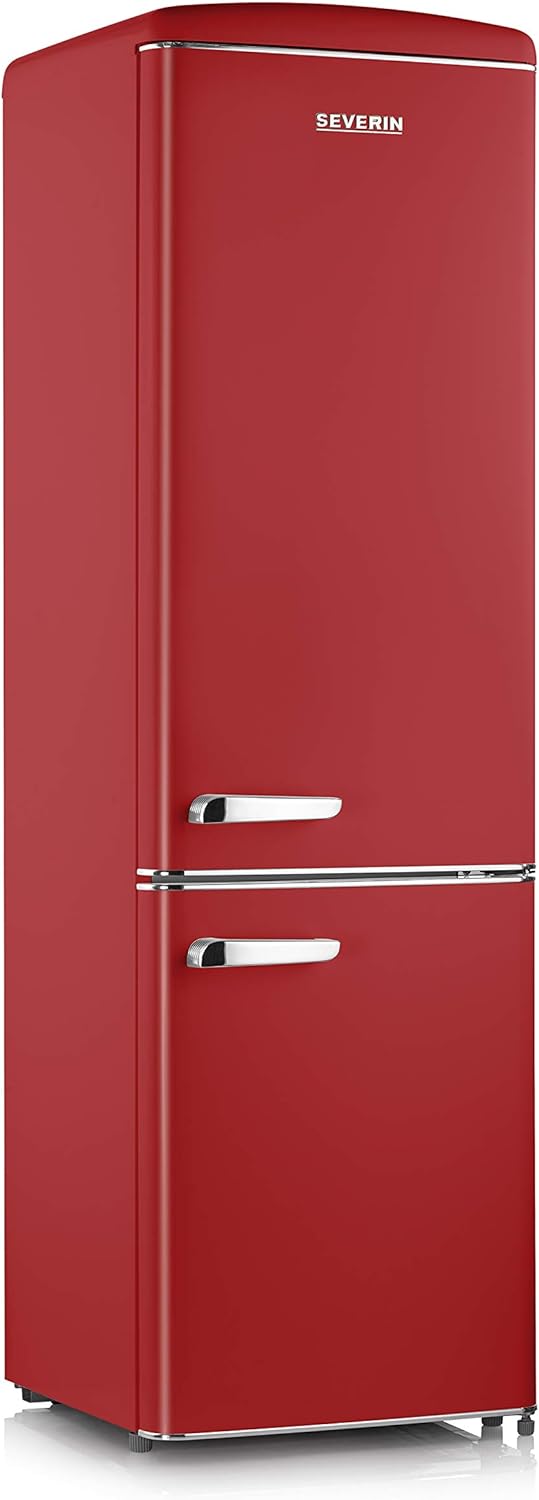 Réfrigérateur Congélateur combiné, Pose libre, Longueur 55 cm, 244 L, Classe D, Combiné Réfrigérateur design Rétro, Rouge, RKG 8917