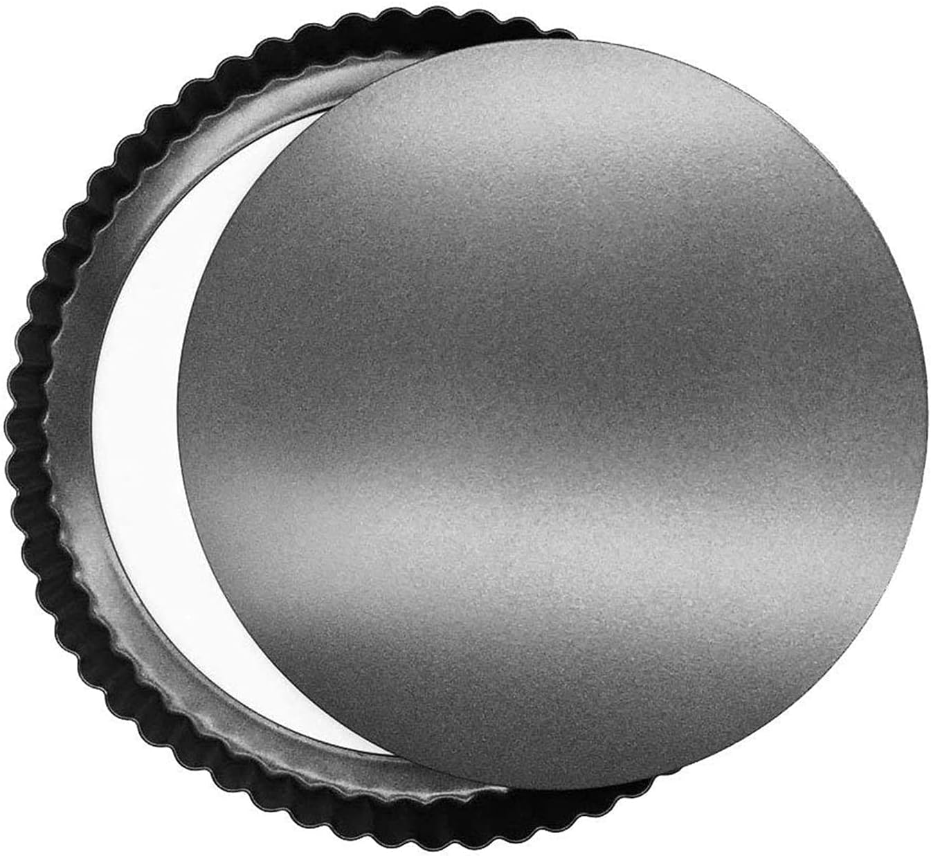 Tarte Moule à Tarte , Poêle à Quiche, Moulle a Tartelette Inox, Peut être Utilisé pour Faire des Gâteaux, des Pizzas, des Tartes, etc (Noire)