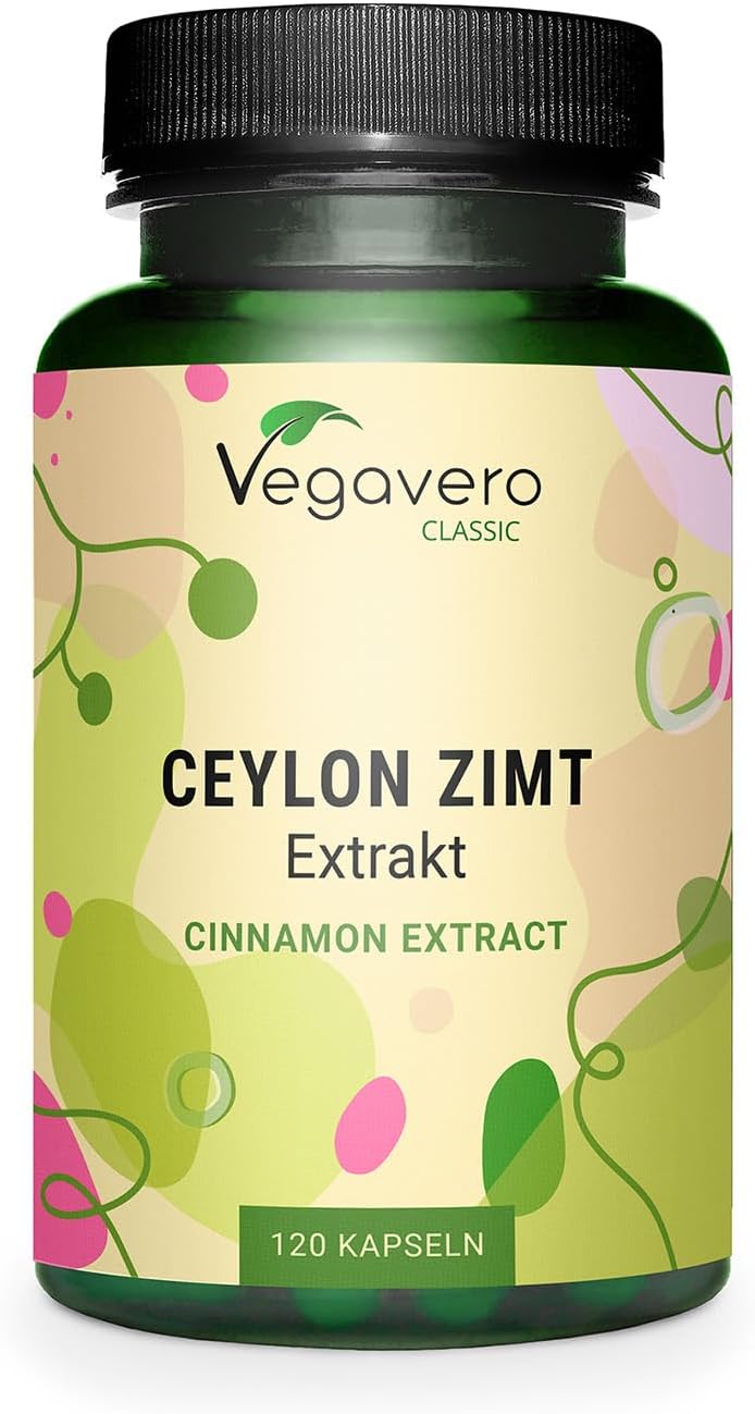 Cannelle de Ceylan Vegavero® - Fortement Dosé : 2500 mg de Poudre (250 mg d'Extrait 10:1) - Pour 4 Mois - 10% Polyphénols - Sans Additifs & Vegan - 120 Gélules
