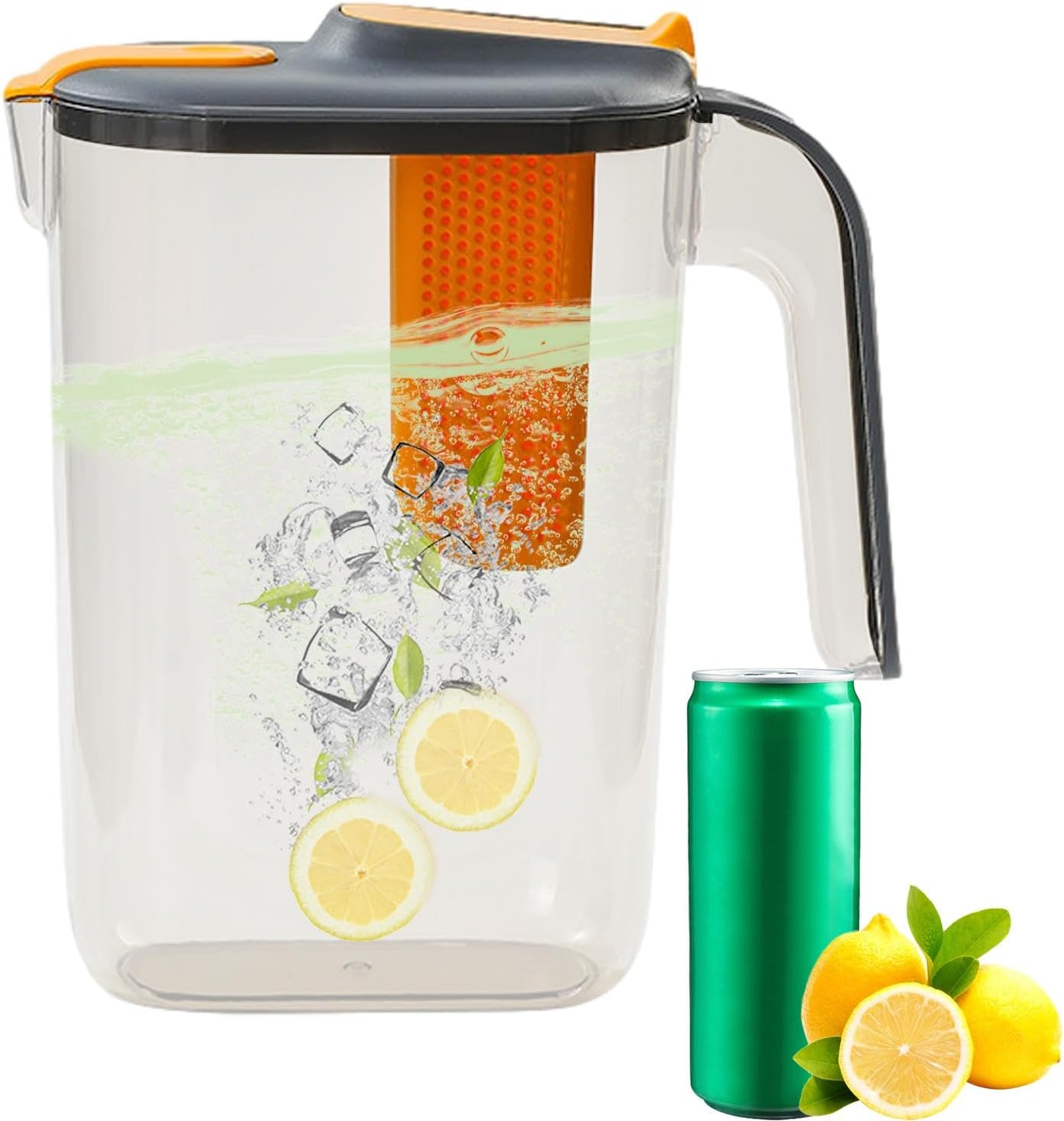 Hjatirace Pichet à eau avec infuseur - 2600 ml - Infuseur à eau - Pichet à eau résistant à la chaleur - Pichet à fruits pour thé glacé, eau infusée aux fruits et jus