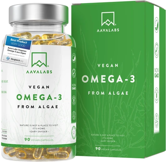 Omega 3 Vegan [1500mg] Oméga 3 d'Huile d'Algue d’Origine Durable Hautement Dosé 600mg DHA + 300mg EPA par Dose - Complément Alimentaire Omega3 100% Végétalien - 90 Gélules
