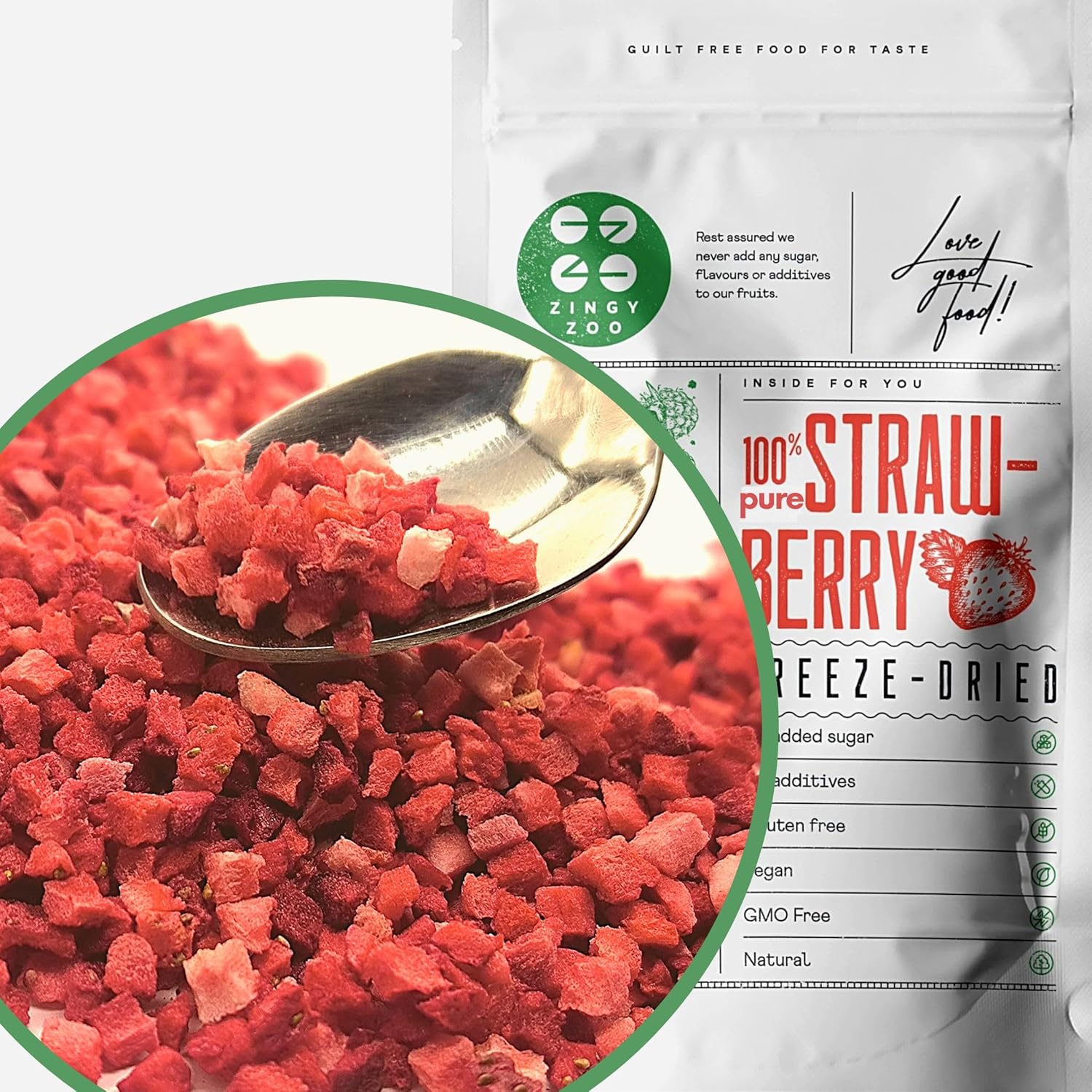 Fraises Fruits Frais Lyophilisée en Morceaux - 100% Naturel Fraise Sechee Freeze Dried Fruit - Fruits Seche Lyophilisateur - Fruits Secs - Gefriergetrocknete Erdbeeren - Freeze Dried Strawberry