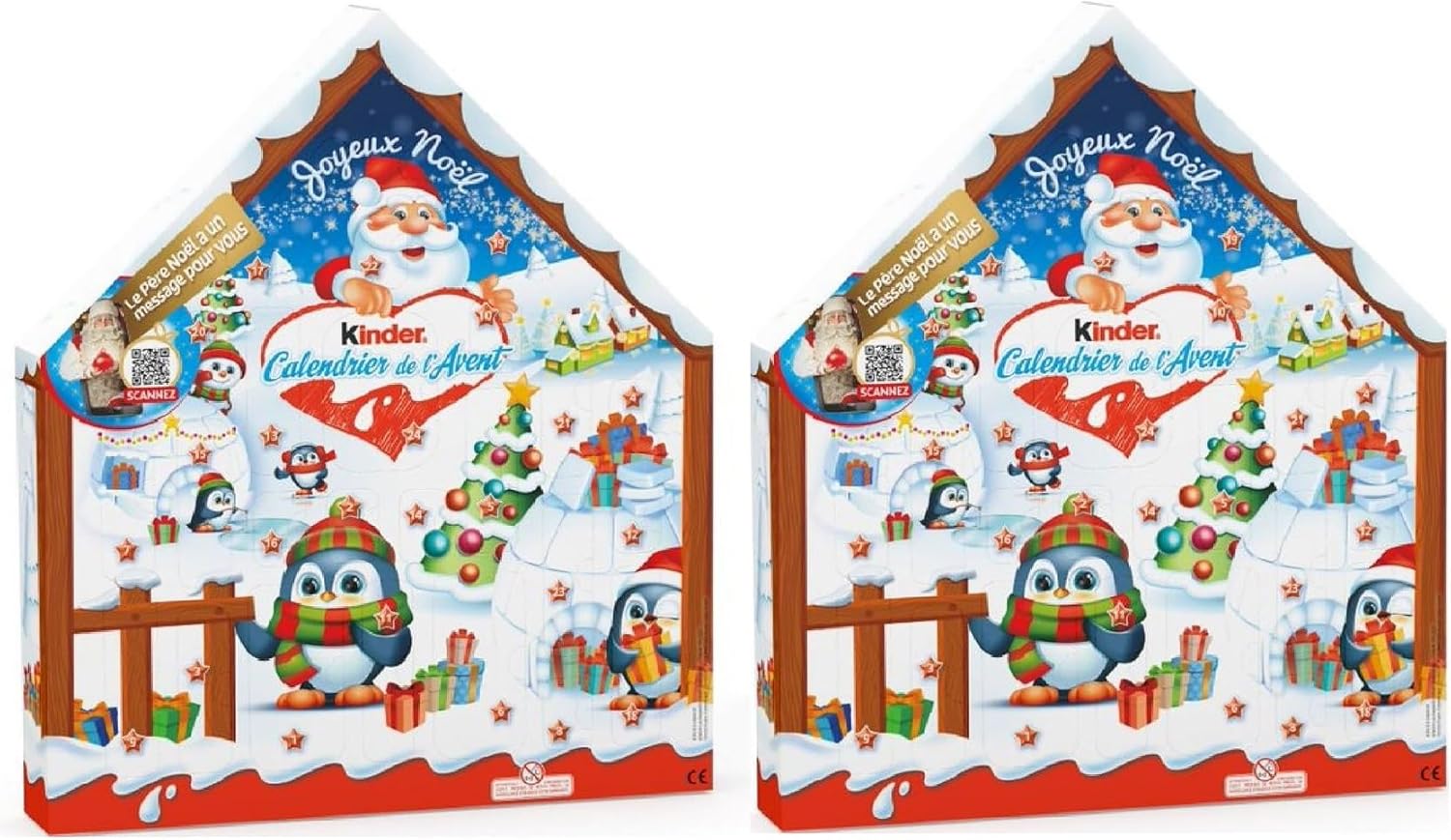 Calendrier de l'Avent Chalet Chocolat Noël Kinder - 184g - Lot de 2 - Vendu Par Lot - Offre Spéciale