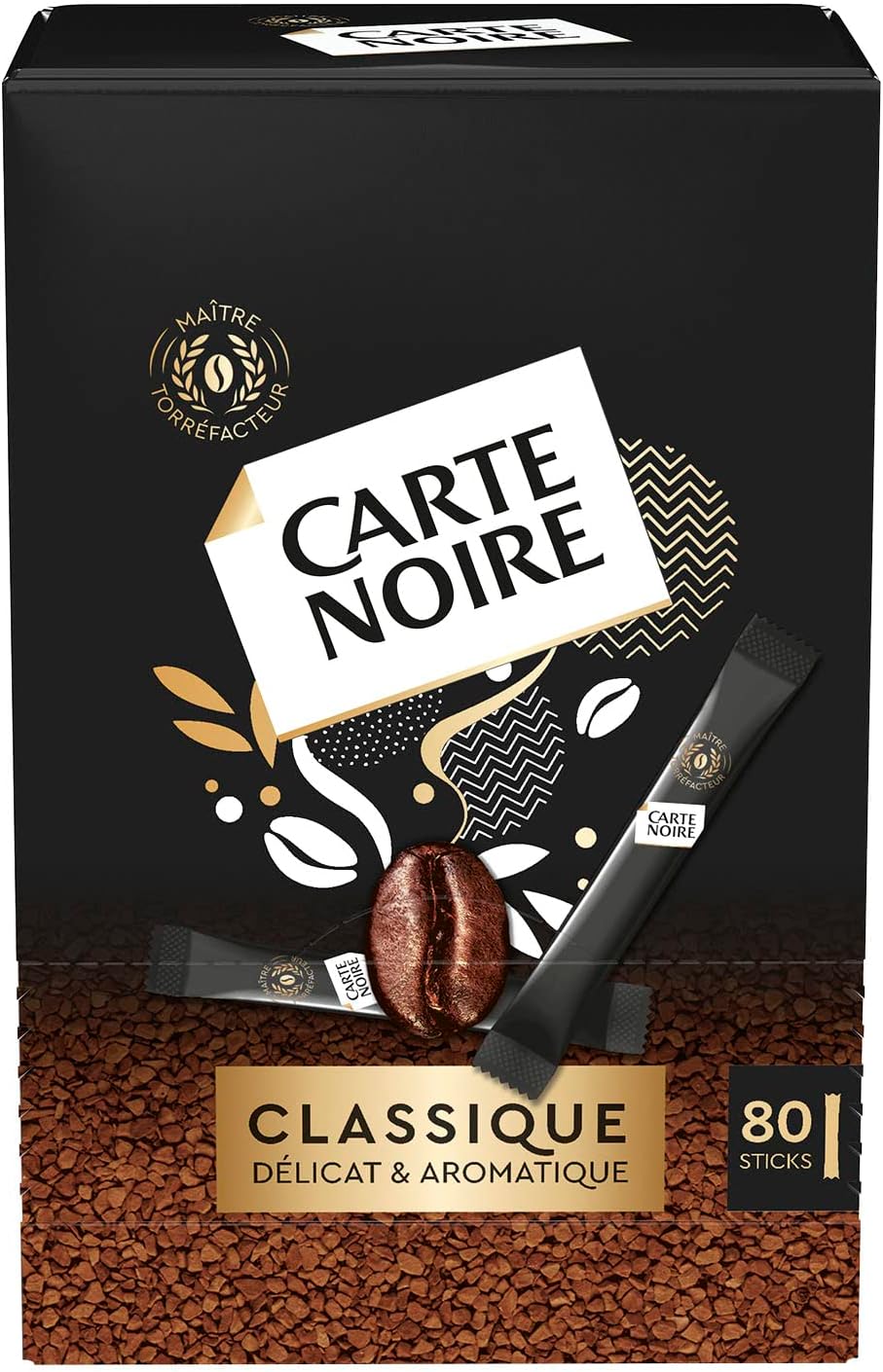 Café Soluble « Classique » - Café Instantané en Dosette Carte Noire - Délicat et Aromatique - 80 sticks - Fabriqué en France