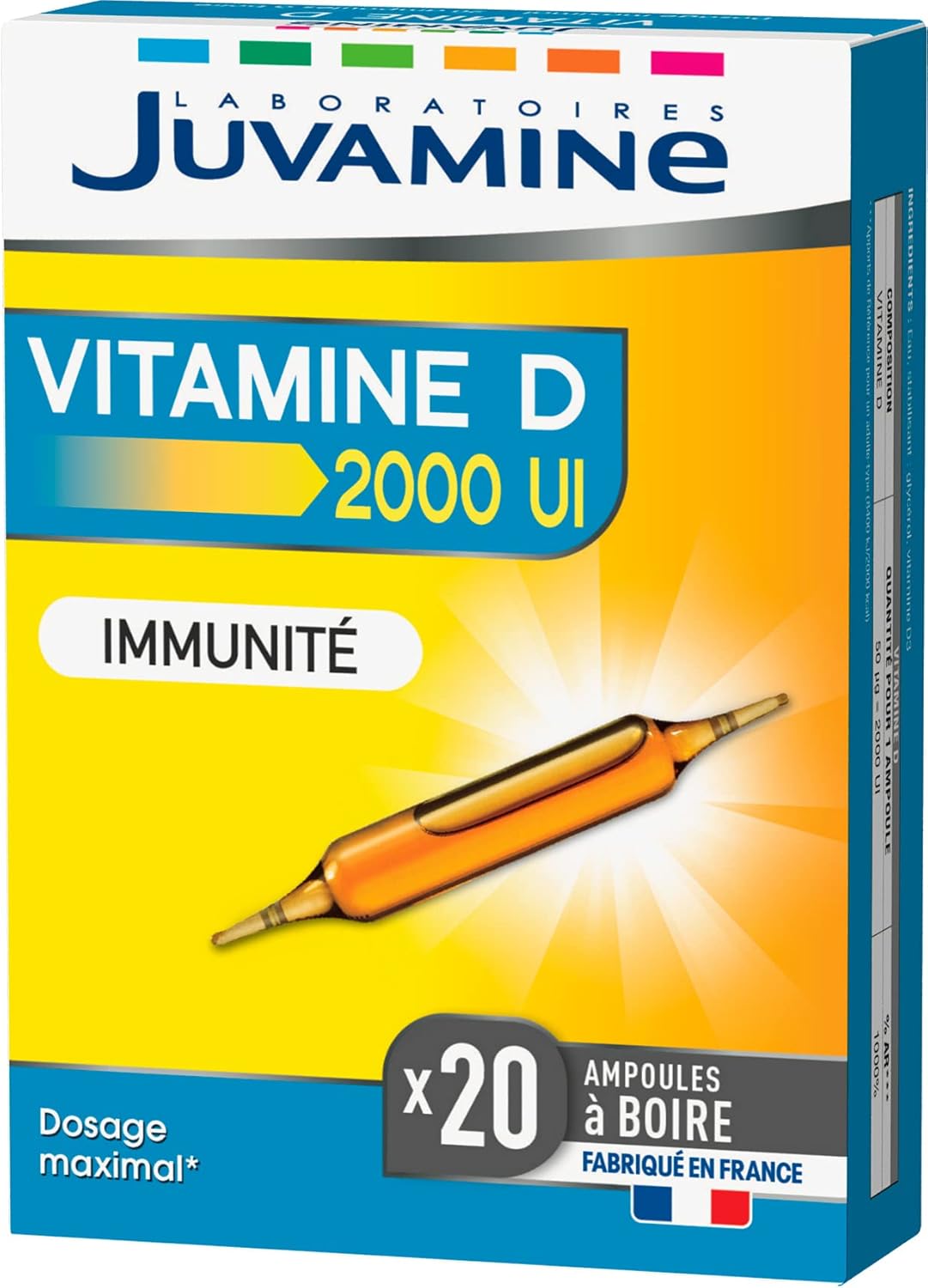 Immunité - Vitamine D 2000 UI 50ug - Défenses Immunitaires - Boite de 20 Ampoules (Lot de 1)