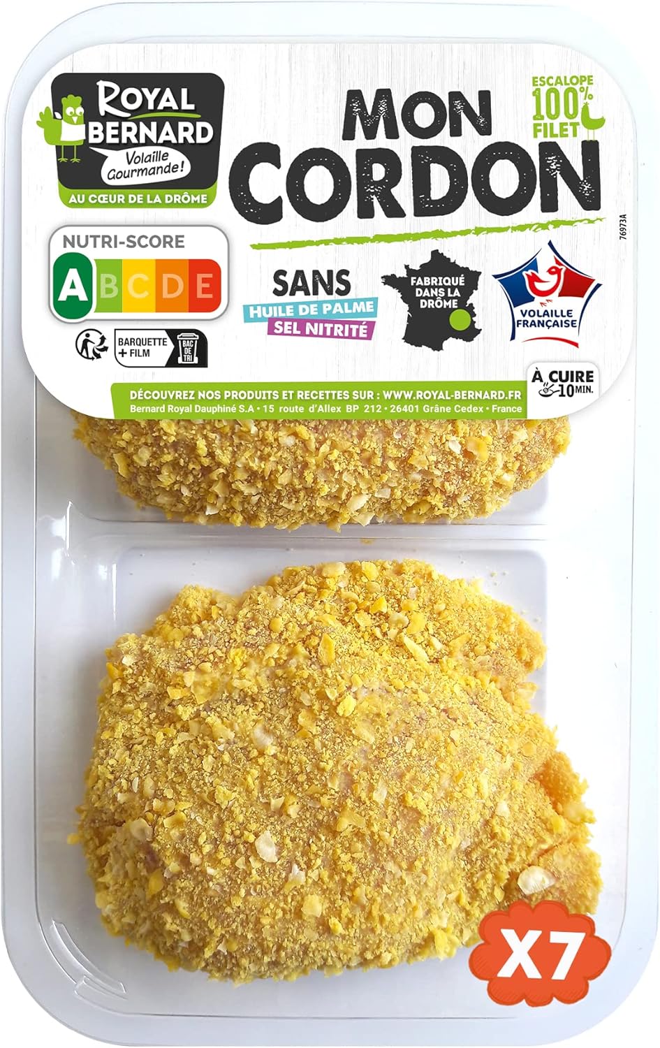 Assortiment Mon Cordon - Colis de 14 Cordons Bleus Nutri-Score A - Volaille 100% Française - Sans Huile de Palme, sans Conservateur, Sans Sel Nitrité - 2 kilos