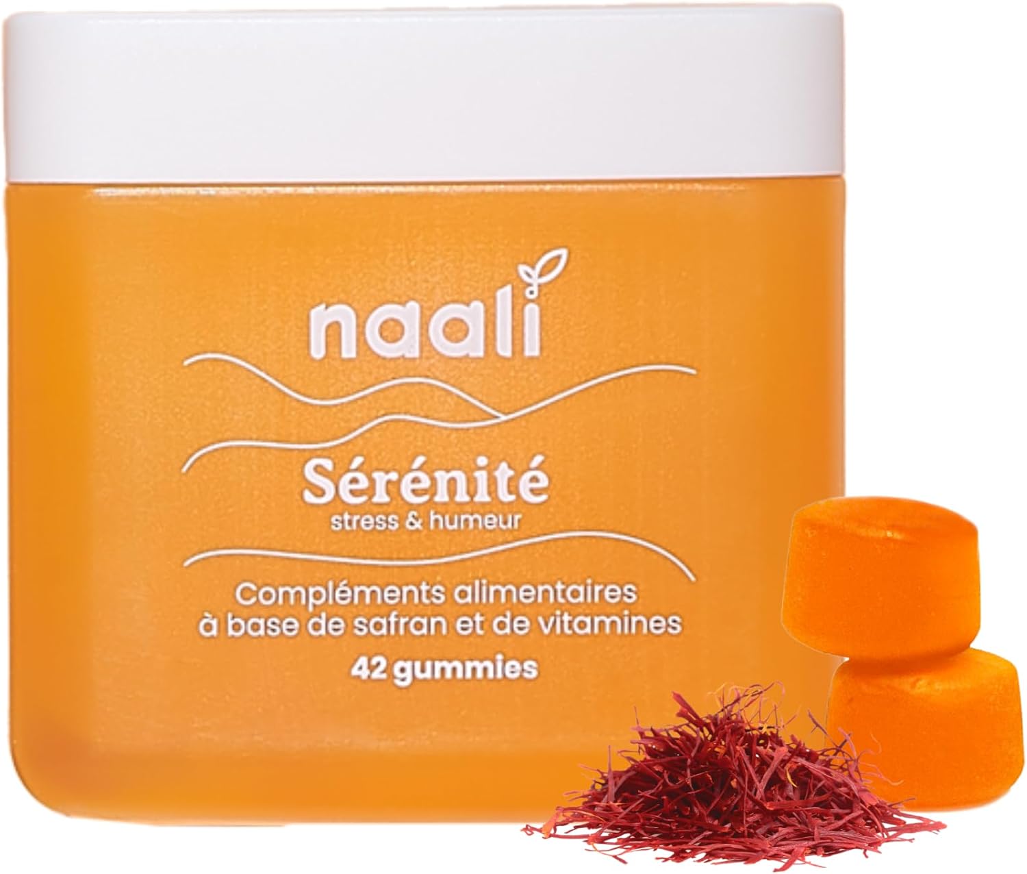 Gummies au Safran - Vitamines B6 B3 B9 B12 - Sans sucre - Gélules Naturelles - Goût Mangue