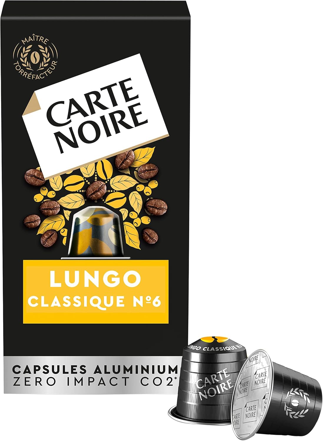 , Café Lungo Classique N°6, 100 Capsules de Café Compatibles avec les Machines à Café Nespresso, avec Notes Fleuries et Caramélisées, Goût Équilibré, 100% Arabica, Intensité 6, 10 Paquets