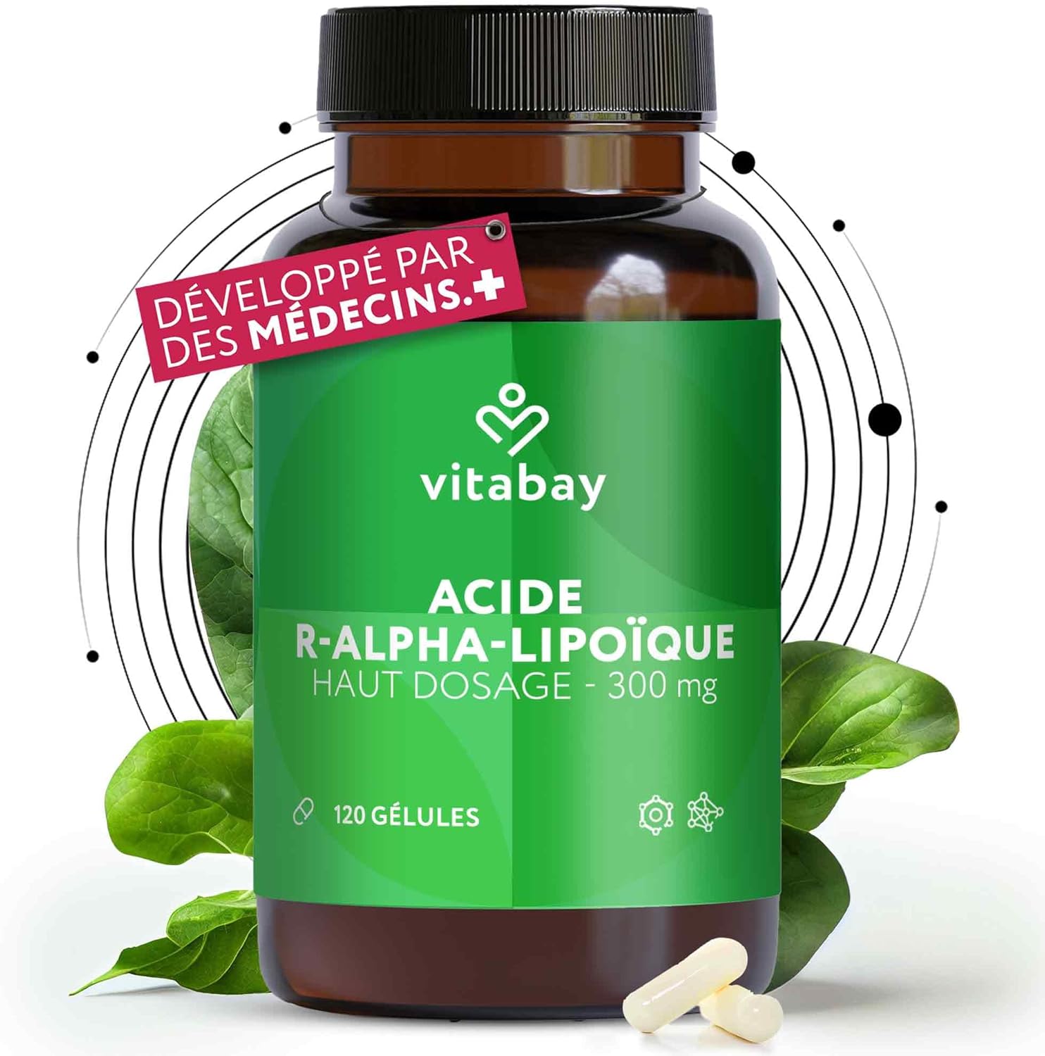 Alpha Lipoic Acid 300 mg - 120 Gélules d'Acide Alpha-Lipoïque Végan et sans Additifs à Haut Dosage et à Libération Prolongée - ALA aux Huiles de Lin, Colza et Noix - Vérifié en Laboratoire