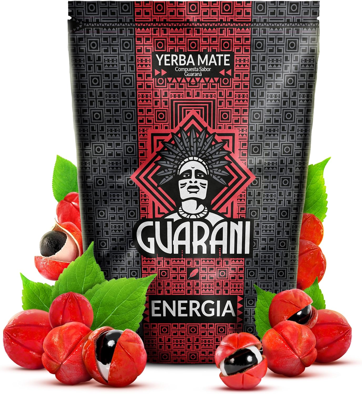 Yerba Mate Guarani Energia 500g - Guarani Energia - Yerba mate de Paraguay - Yerba mate fortement stimulante - Yerba mate avec à la guarana (500g)
