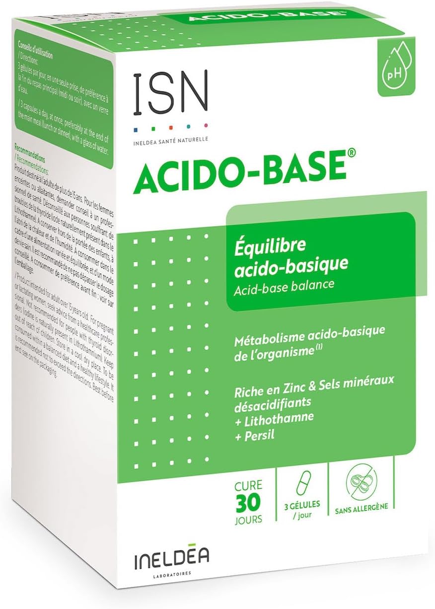 Ineldea Santé Naturelle Acido-Base - Complément alimentaire à base de Zinc et Sels minéraux - Aide à maintenir l'équilibre acido-basique - Cure de 30j