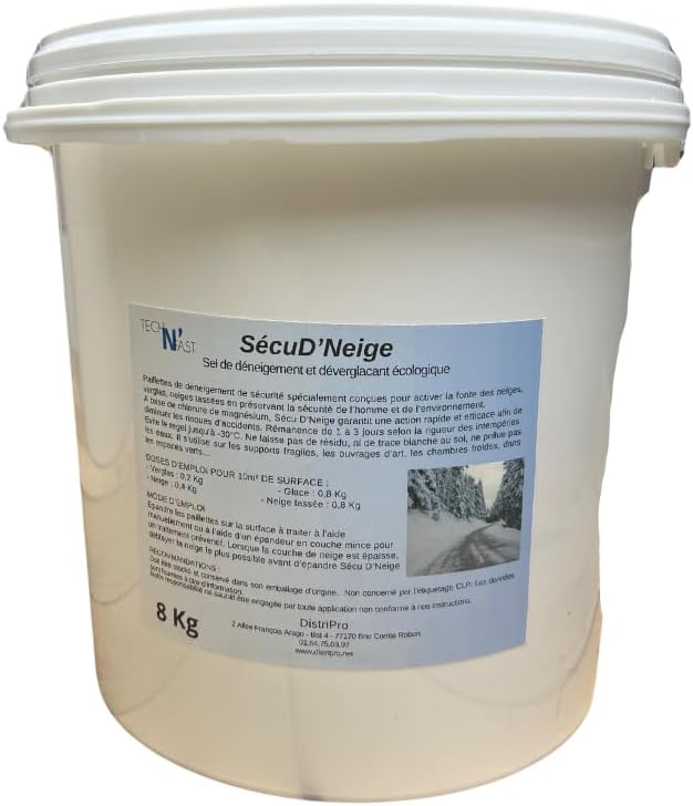 Paillette de déneigeant déglaçant au chlorure de magnésium - non agressif - efficace jusqu'à -30°C (seau 8kg)