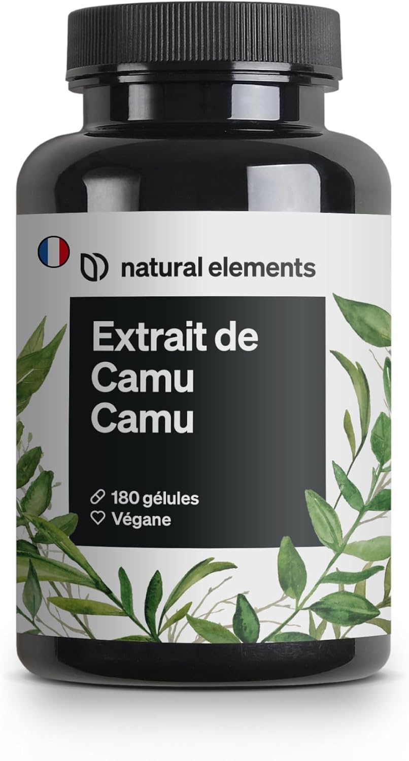 Gélules d’extrait de camu camu – vitamine C – 180 gélules véganes pour 6 mois – 500 mg d’extrait de camu camu par gélule – sans additifs indésirables, contrôlés en laboratoire