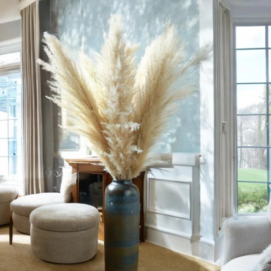 Pampa XXL Séchées Naturelles 100cm, Lot de 4 Fleurs séchées- Pampas sechees Decoration - Decoration Salon - Bouquet Fleurs séchées - Decoration Mariage