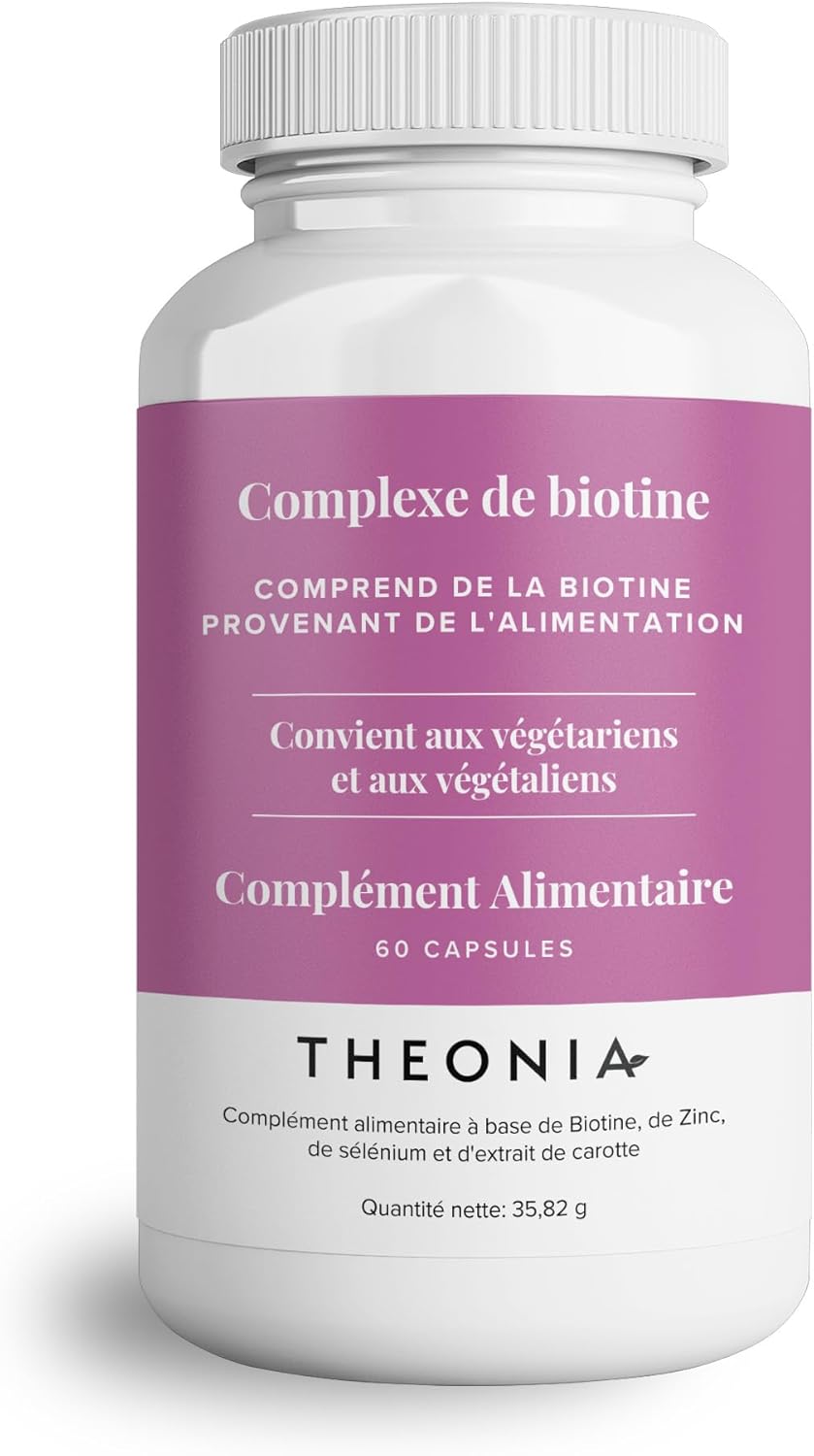 Supplément complexe de biotine - avec biotine, sélénium et zinc - Soutient les cheveux, les ongles et la peau - Végétalien, sans OGM - 60 capsules
