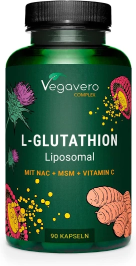 GLUTATHION Liposomal & Réduit PureWay™- G - Avec Précurseurs : NAC, Vitamine C, MSM, Glycine - Antioxydant + Anti age + Immunité - 90 Gélules - Vegan & Sans Additifs - Vegavero®
