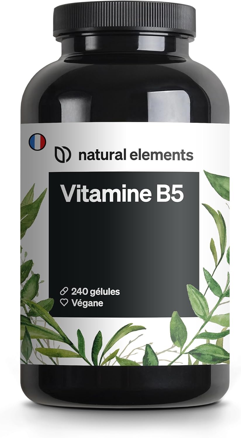 Vitamine B5 – 240 gélules – 500 mg d’acide pantothénique hautement dosé – végane – produit et testé en laboratoire en Allemagne