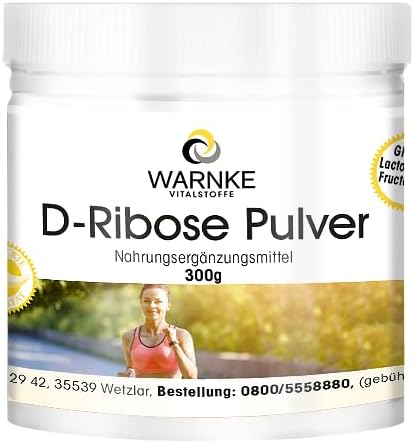D-Ribose en poudre 300 g avec vitamines B3 et B5-100% pur sans additifs - pour le métabolisme énergétique - fortement dosé et végan - Warnke Vitalstoffe - Qualité des pharmacies allemandes