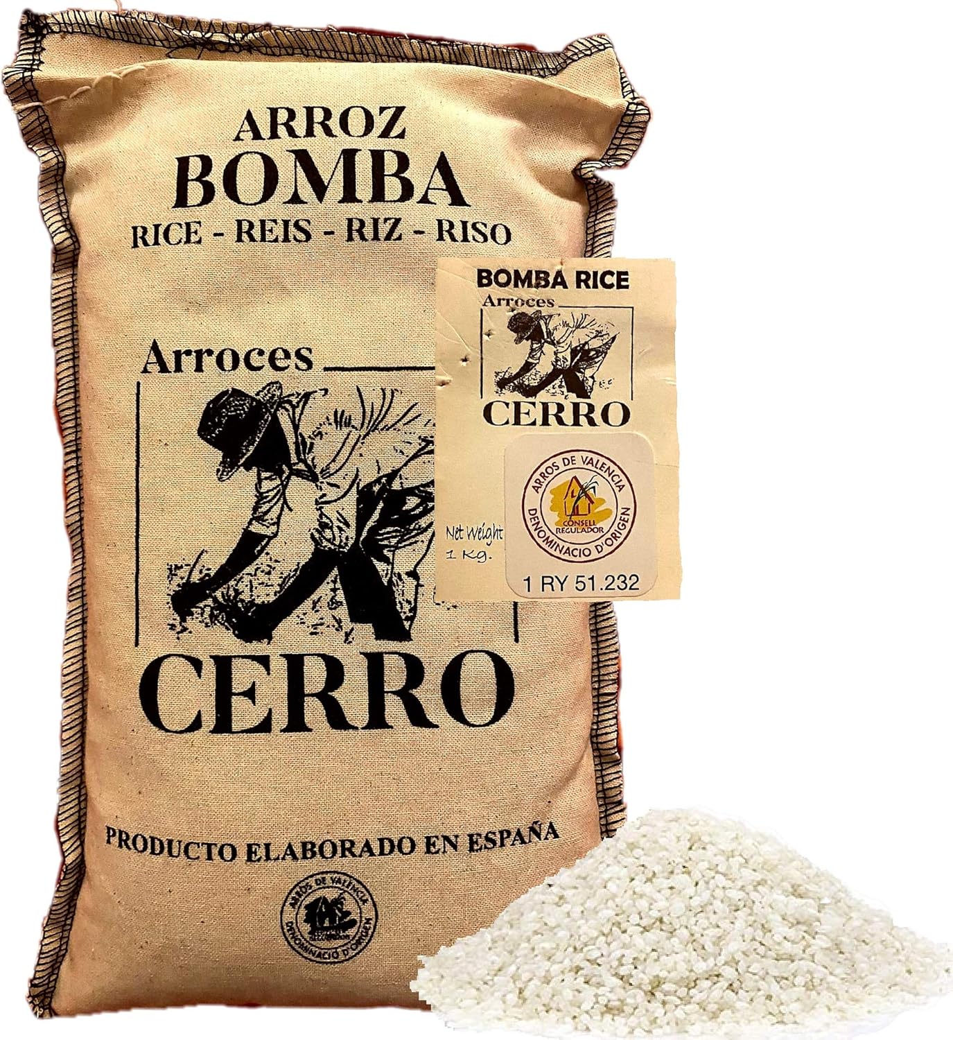 1 kg - Riz spécial Paella Bomba D.O - Valencia - Arroz Bomba, le riz blanc d'Espagne - Paella Riz