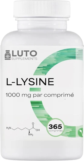 L-Lysine 1000-365 comprimés - 1000 mg par UN comprimé - De fermentation végétale - Sans additifs indésirables - Hautement dosé - Végétalien - LUTO Supplements