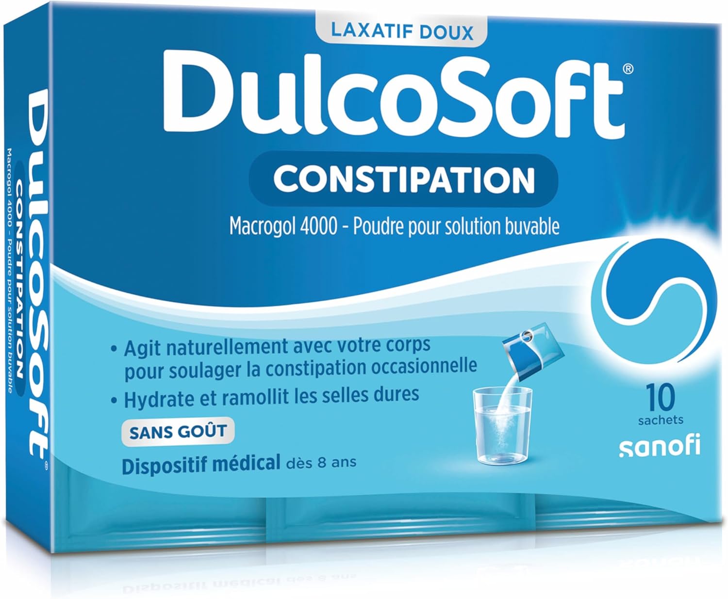 Constipation 10 sachets - Dispositif médical - poudre à diluer - Soulage la constipation occasionnelle efficacement et en douceur - Sans goût