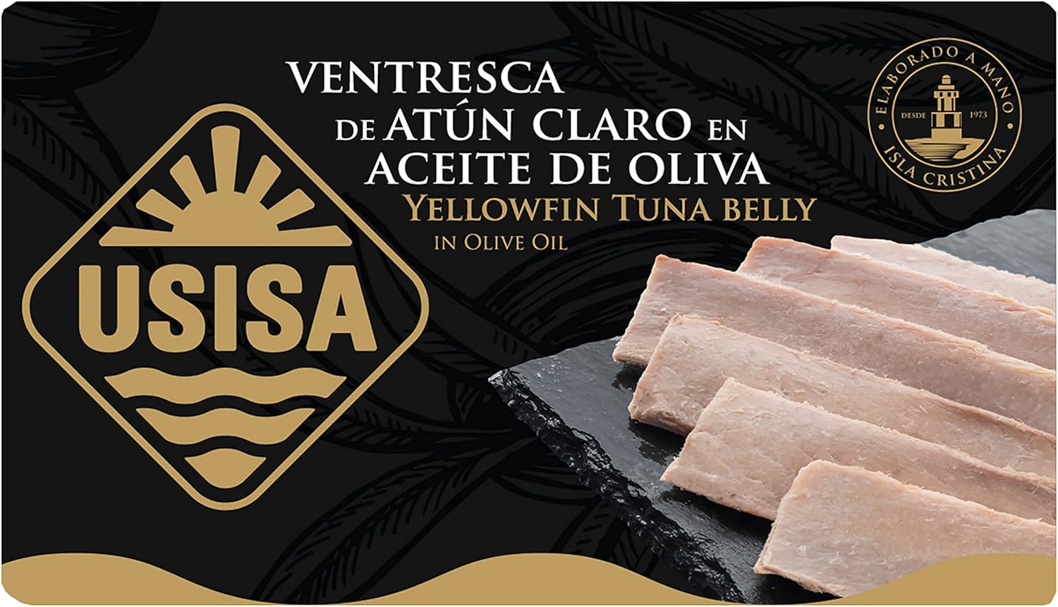 Ventreche de Thon - Filets de Thon à l'Huile d'Olive - 5 boîtes de conserve x 120 grammes - Poisson en Conserve