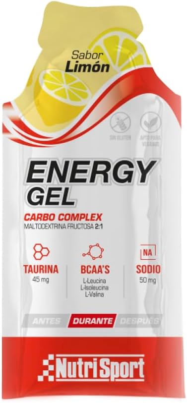 Nutrisport - Gel Énergétique Citron 35g - Gel Énergétique - Absorption Rapide - Idéal pour les Sportifs - Goût Citron - Format Individuel - Boîte de 24 unités...