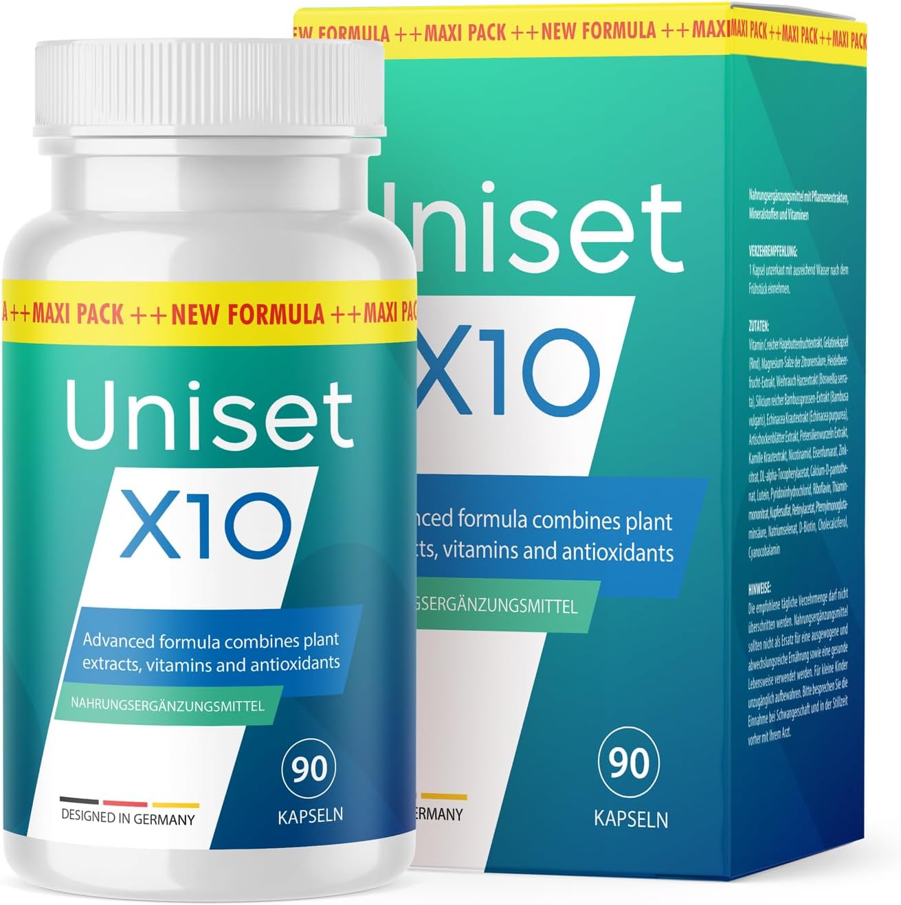 Uniset X10 gélules - convient aux hommes et aux femmes - avec des extraits de plantes, des minéraux et des vitamines - 90 gélules contenu par boîte 1x