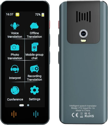 Appareil de Traduction Langue, Traducteur AI Intelligent de 142 Langues,Traduction Hors Ligne et Traduction Bidirectionnelle Instantanée,Apprendre Les Cadeaux d'affaires de Voyage(Gris-Gun)