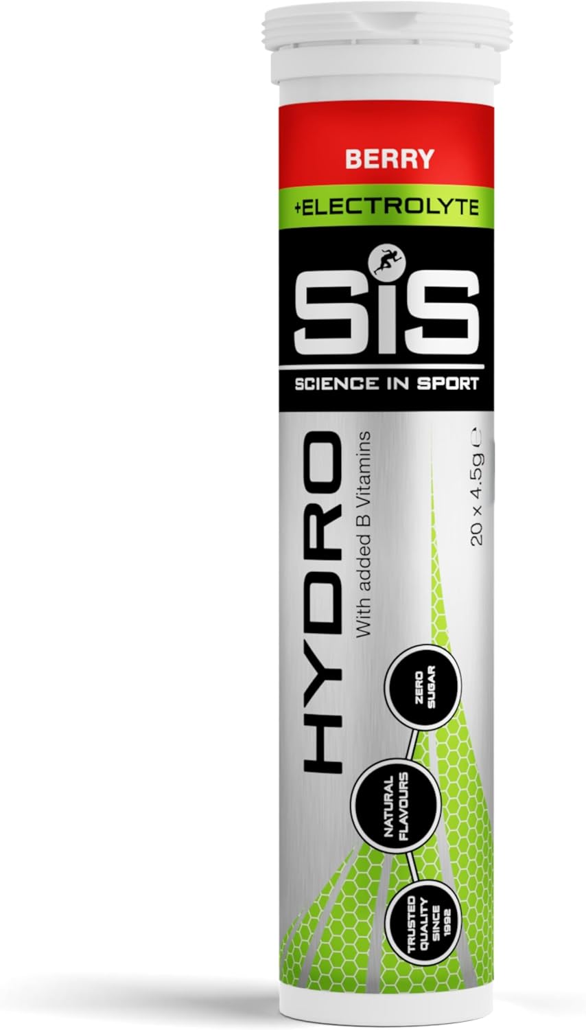 Science in Sport Hydro Électrolytes Hydratation sans Sucre - 20 Tablettes Saveur Baies - Vegan & sans Gluten, avec Sodium, Calcium, Potassium & Magnésium pour un Équilibre Électrolytique