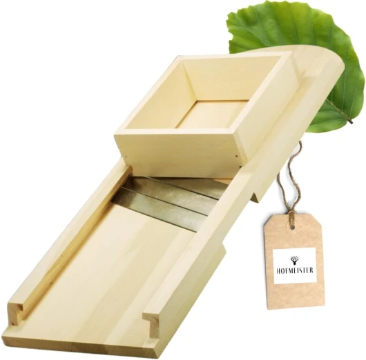 HOFMEISTER® Coupe-chou 65 cm en bois - Coupe sécurisé des têtes de chou & des légumes grâce au chariot mobile, Râpe à légumes pour la choucroute, le chou rouge & la salade de chou, Fabriqué en UE