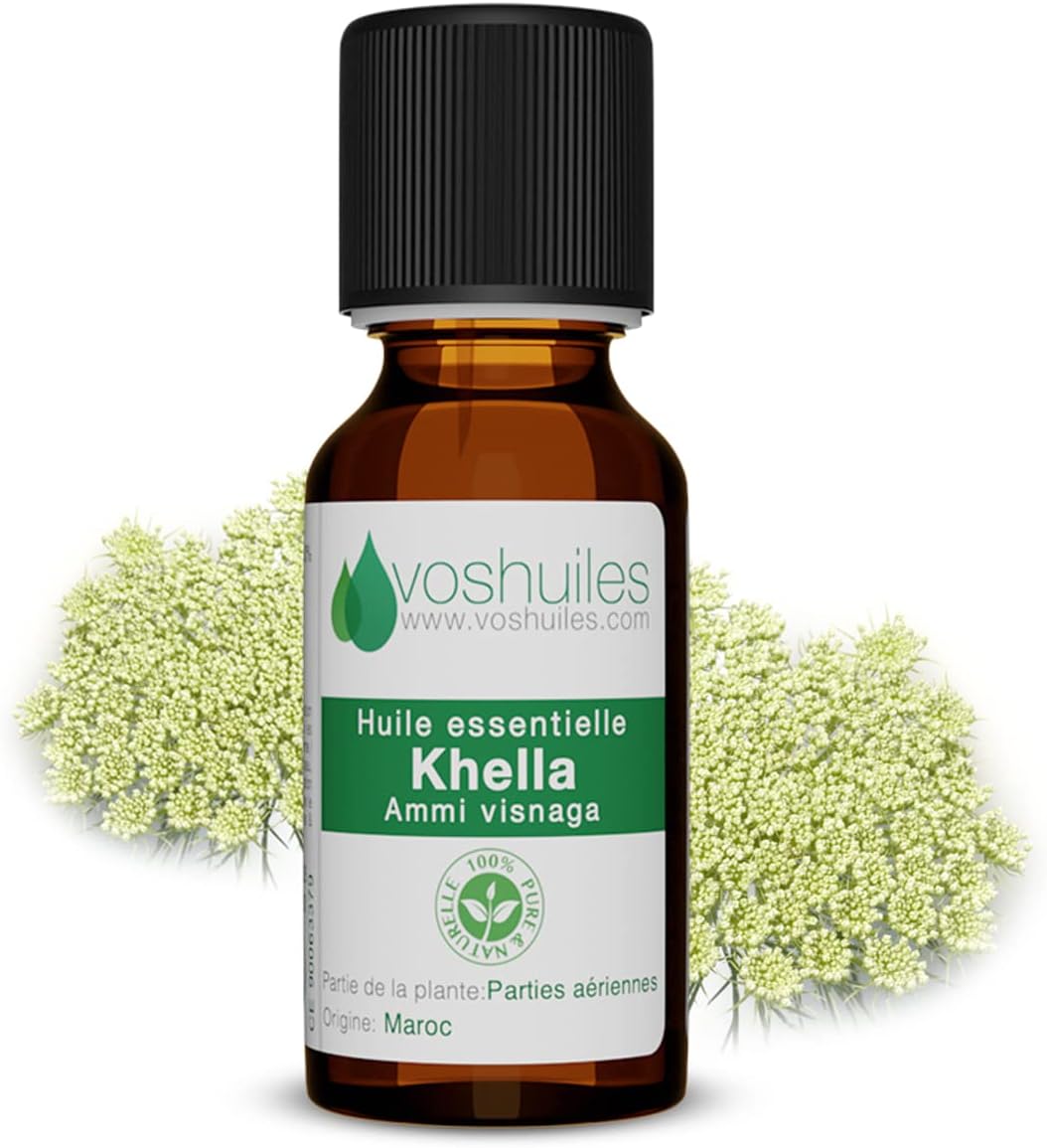 Voshuiles - Huile Essentielle Khella - 5ml - 100% Pure et Naturelle - HEBBD - Utilisation en Massage dans Huile Végétale - Parfum Très Aromatique - Traçabilité et Qualité - Entreprise Française