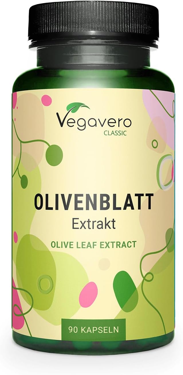 Extrait de Feuilles d'Olivier Vegavero® - 7500 mg avec 40% d'Oleuropéine - Sans Additifs - Antioxydant Puissant + Système cardiovasculaire + Tension - 90 Gélules - VEGAN