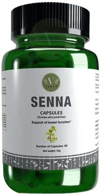 Compléments alimentaires VANAN Senna (60 Capsules) - 140 mg - Extrait 100% pur de senné- Solution naturelle contre la constipation et favorisant la digestion-