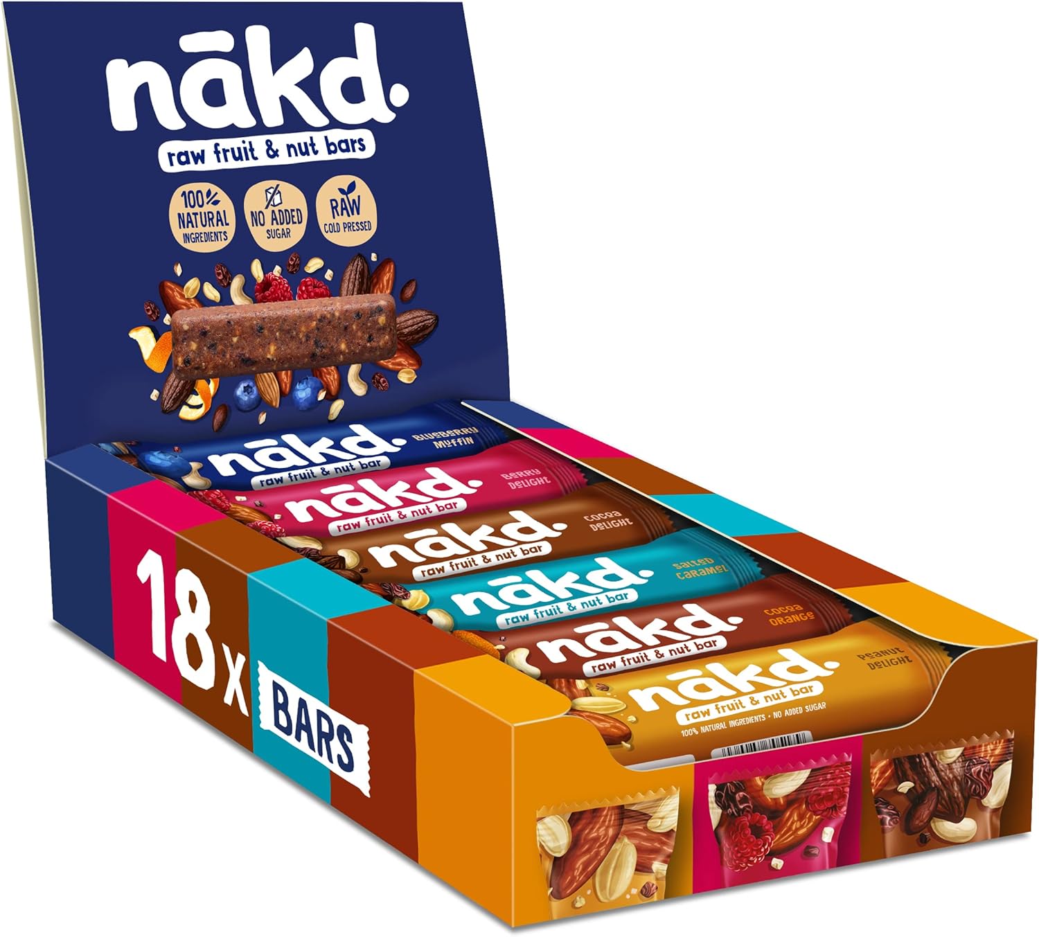 Nākd - Paquet Assortiment - Raw Barres De Fruits Et Noix - 100% D'ingrédients Naturels - Sans Sucre Ajoutés - Vegan - 18 X 35g - 630g