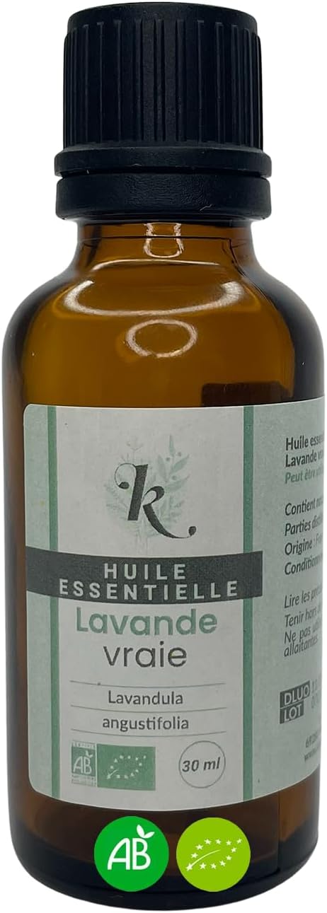 Lavande Vraie 30 ml - Huile Essentielle Artisanale Bio HEBBD Lavande Vraie, Fine ou Officinale – Origine France - 100% Pure et Naturelle - Labellisée ECOCERT