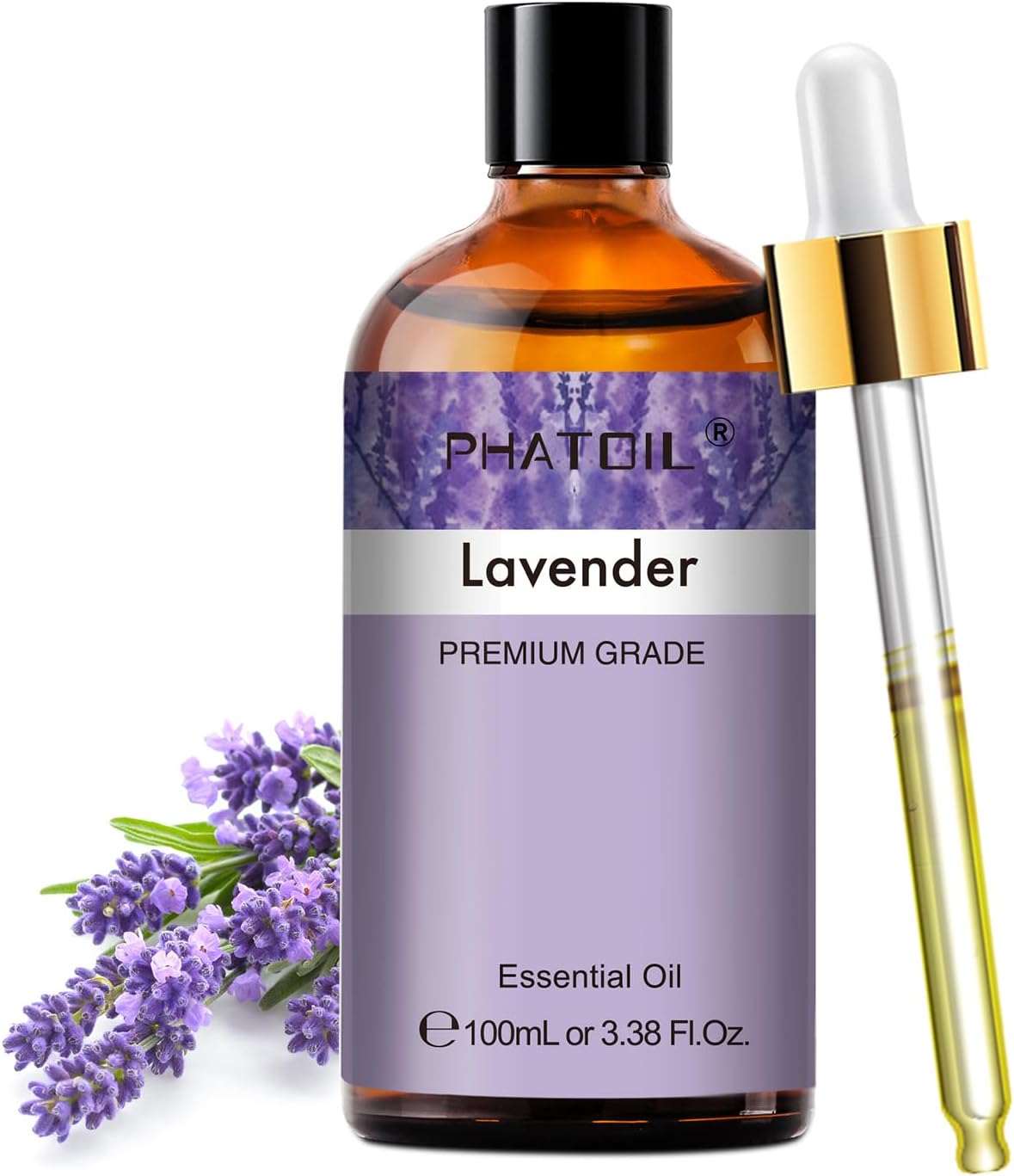 Huile Essentielle Lavande 100 ml, Huile Essentielle pour Diffuseur, Huile de Lavande Pure Naturelle pour Aromathérapie