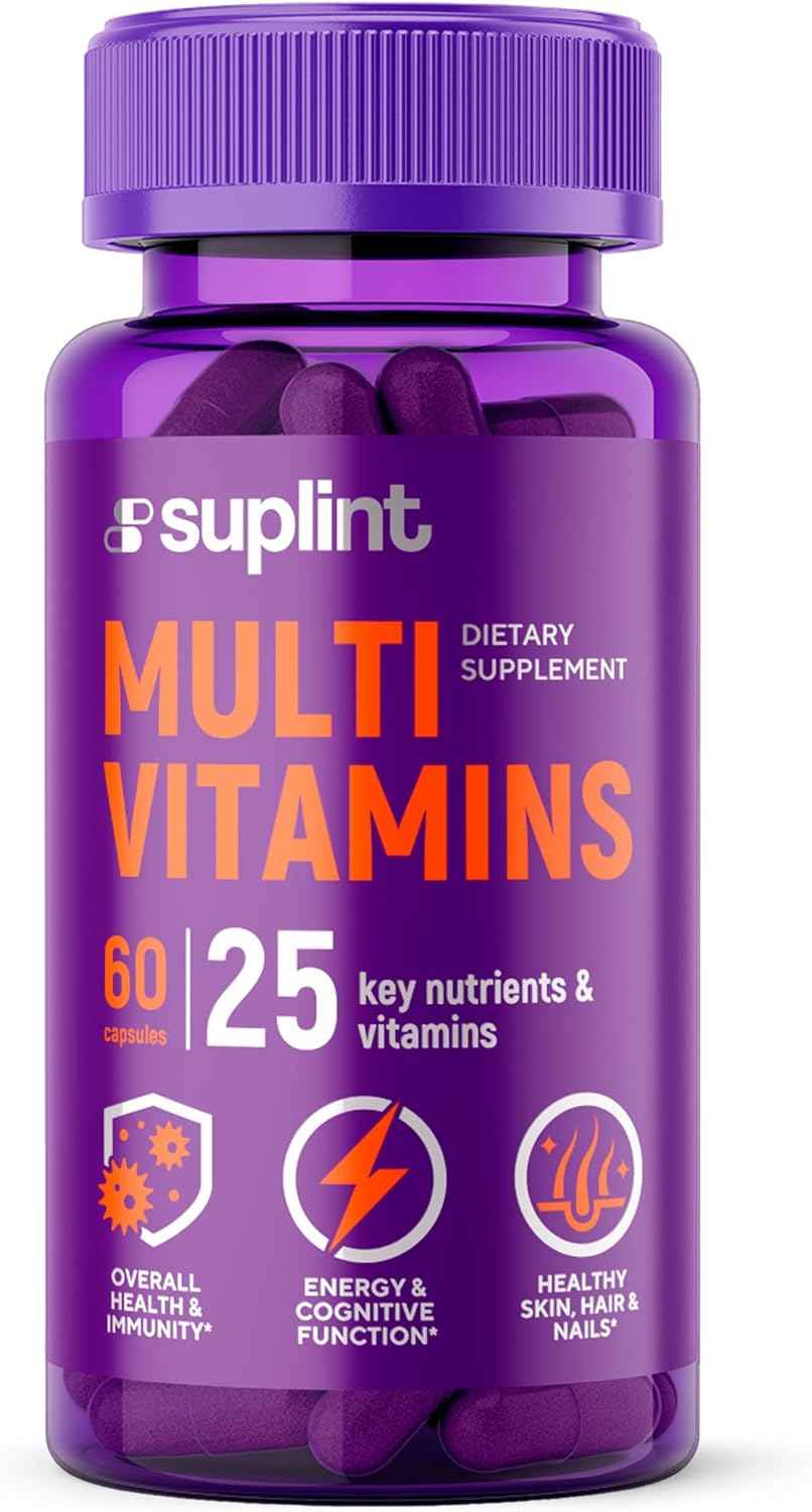 Supplément Multivitaminé - Complexe avec Vitamine A C D E K1 B Zinc & Chrome - Vitamines pour les Cheveux, la Peau, les Ongles et l'Immunité pour Femmes & Hommes - Sans Gluten, Végétalien - 60 Gélules