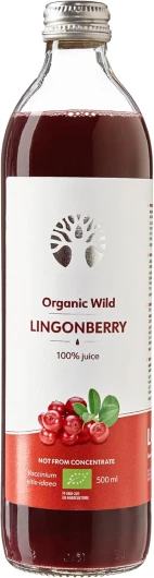 Jus d’airelles sauvages bio de LOOV, 500 ml, 100% d’airelles pressées, Contient des polyphénols, aucun sucre ajouté, aucune eau ajoutée, récoltées dans les forêts nordiques