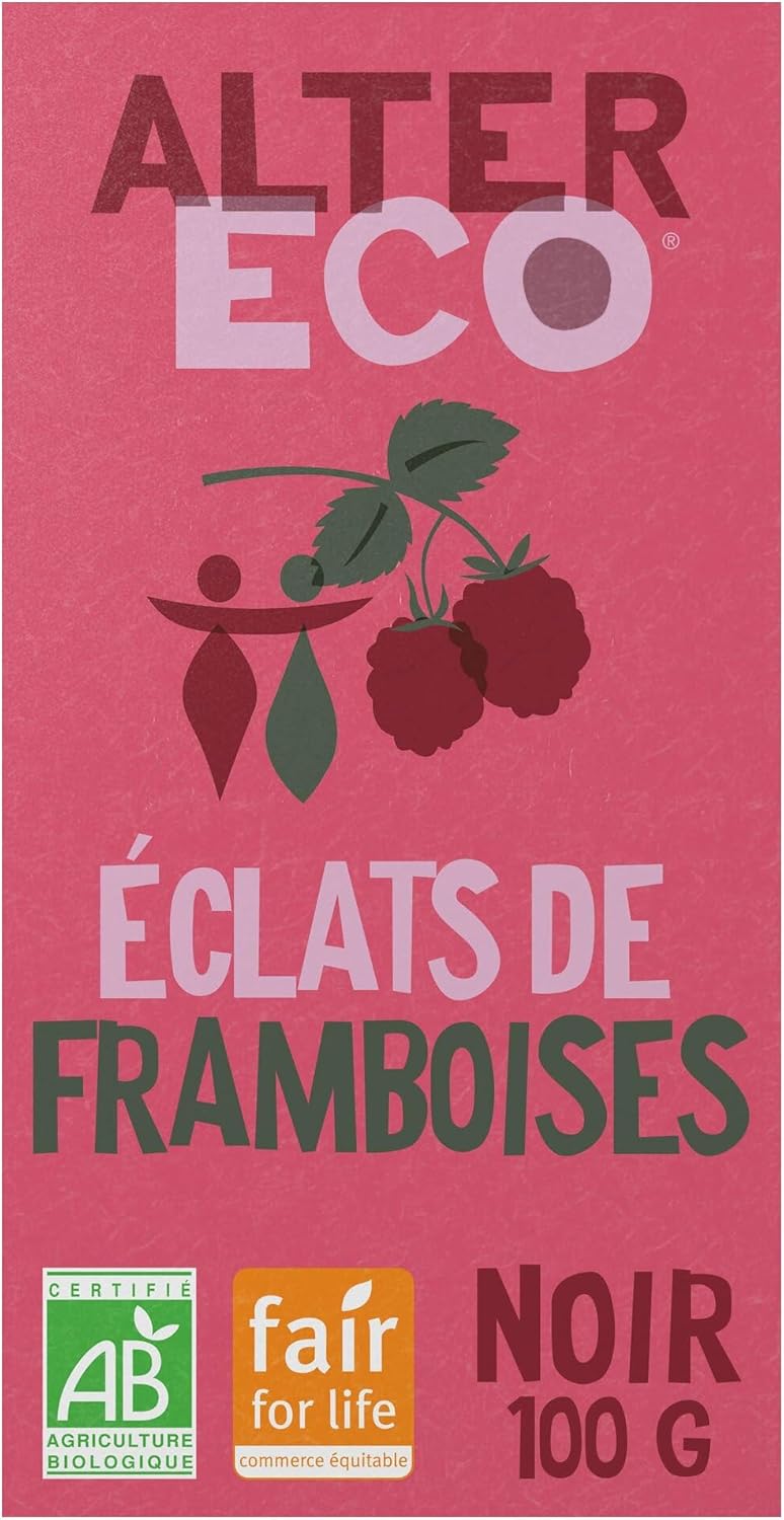 Tablette Chocolat Noir 60% - Éclats de Framboise - Bio & Équitable - Origine Pérou - 100 g
