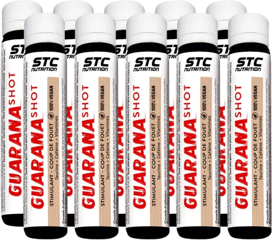Guarana Shot - Complément alimentaire à base de Guarana, Caféine, Taurine et vitamines - Aide à réduire la fatigue et améliorer la concentration - Lot de 10 flacons unidoses