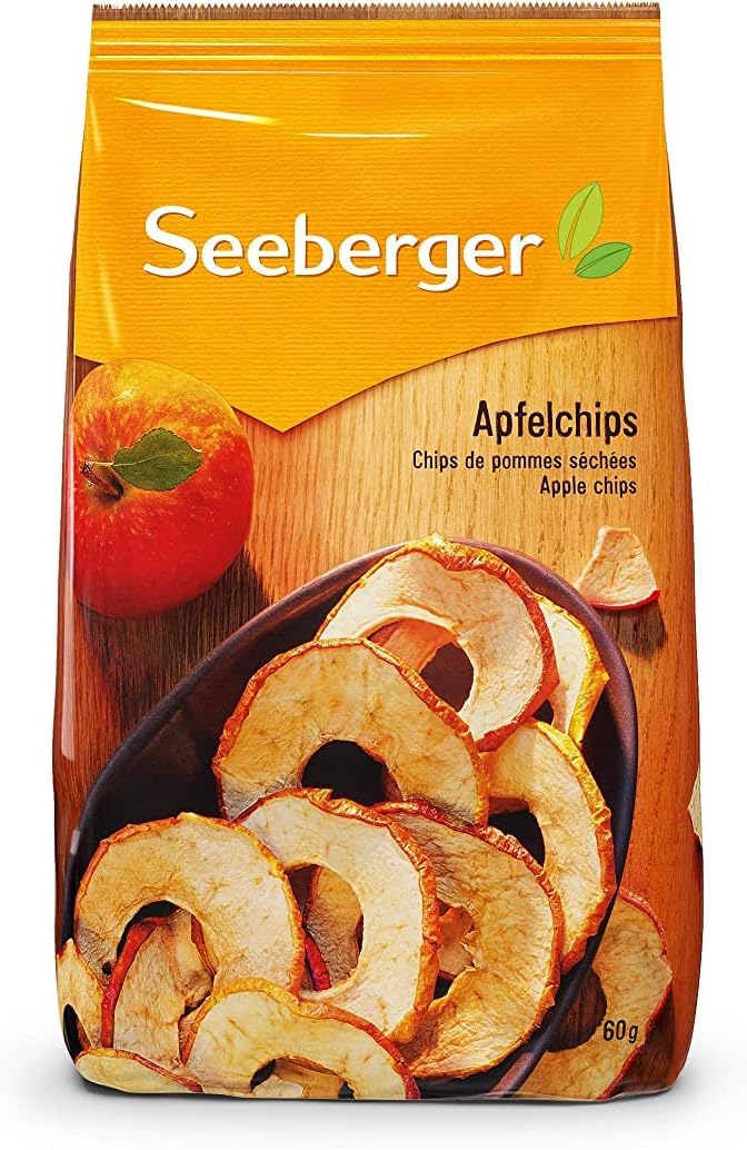 Chips de pommes séchées : chips de fruits croustillantes à base de pommes séchées - légèrement acidulées - à base de pommes Elstar - non pelées, vegan (1 x 60 g) (Lot de 10)