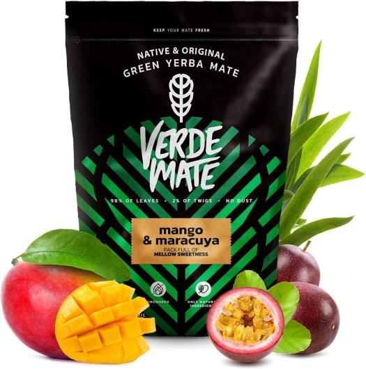 Ensemble de yerba maté aux fruits - Yerba maté aux fruits - Verde Mate Mangue Verte & Maracuya, Pomme & Menthe, Fruits de la Passion - Yerba maté vert brésilien - Thé yerba maté - 3x500g
