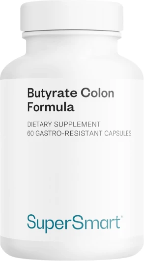 Butyrate Colon Formula – Soutien Naturel contre le Syndrome de l'Intestin Irritable (SII) – Ballonnements, Diarrhée, Constipation – Ingrédients Brevetés – 60 gélules gastro-résistantes – SuperSmart