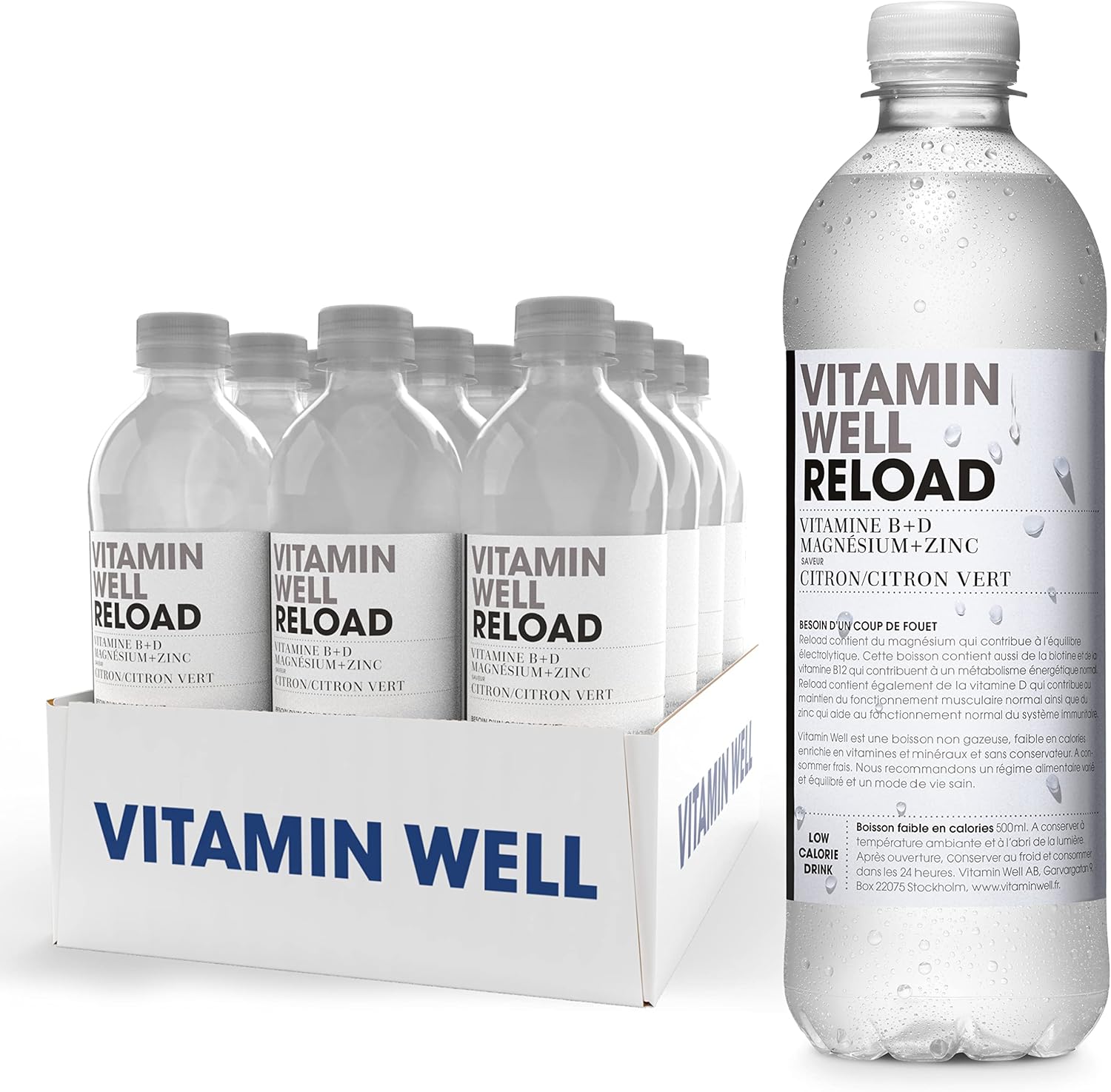 Boissons enrichies en vitamines et en minéraux goût citron, citron vert, 12x500ml (Reload)